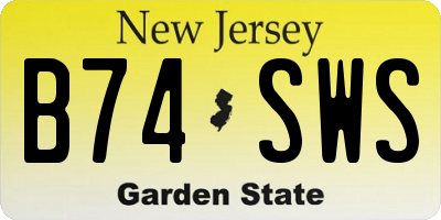 NJ license plate B74SWS