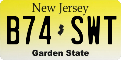 NJ license plate B74SWT