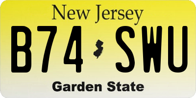 NJ license plate B74SWU
