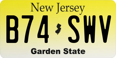 NJ license plate B74SWV