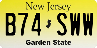 NJ license plate B74SWW