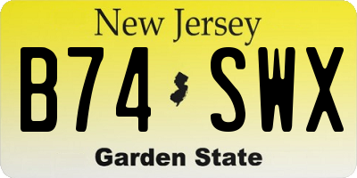 NJ license plate B74SWX