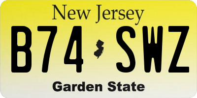 NJ license plate B74SWZ