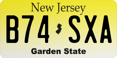 NJ license plate B74SXA