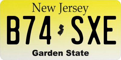 NJ license plate B74SXE
