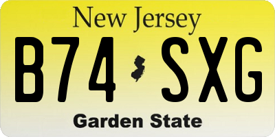 NJ license plate B74SXG