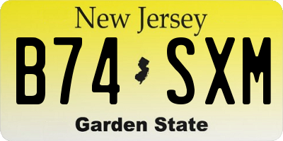 NJ license plate B74SXM