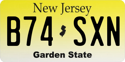 NJ license plate B74SXN