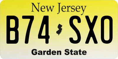 NJ license plate B74SXO