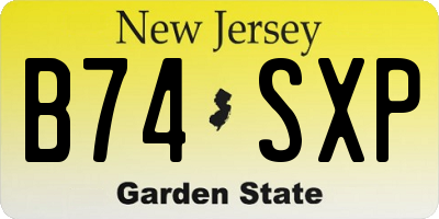 NJ license plate B74SXP