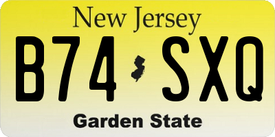 NJ license plate B74SXQ