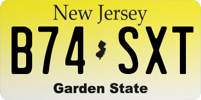 NJ license plate B74SXT
