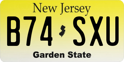 NJ license plate B74SXU