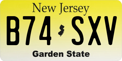 NJ license plate B74SXV