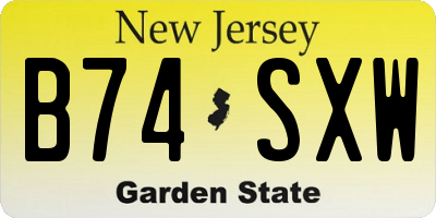 NJ license plate B74SXW