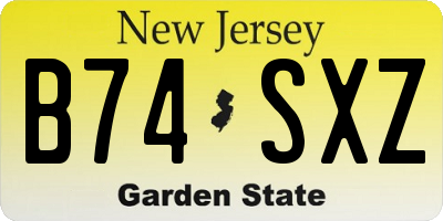 NJ license plate B74SXZ