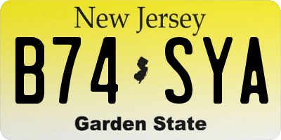 NJ license plate B74SYA