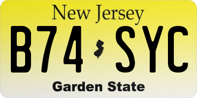 NJ license plate B74SYC