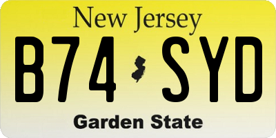 NJ license plate B74SYD