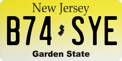 NJ license plate B74SYE