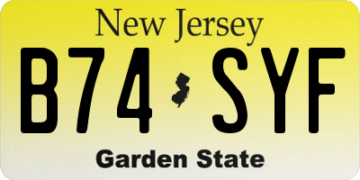 NJ license plate B74SYF