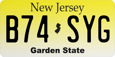 NJ license plate B74SYG