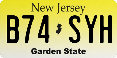 NJ license plate B74SYH