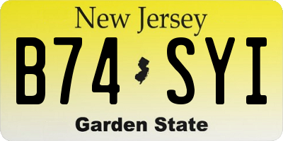 NJ license plate B74SYI