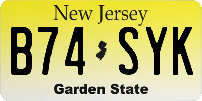 NJ license plate B74SYK