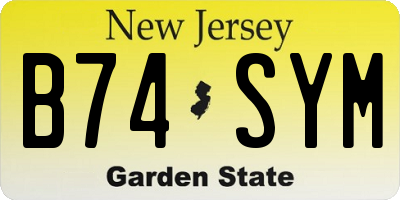 NJ license plate B74SYM