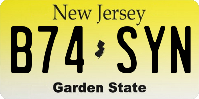 NJ license plate B74SYN