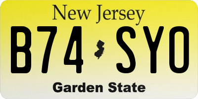 NJ license plate B74SYO