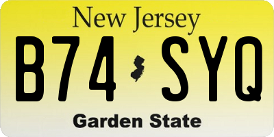 NJ license plate B74SYQ