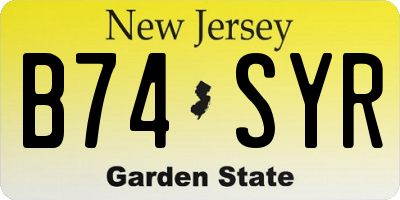 NJ license plate B74SYR