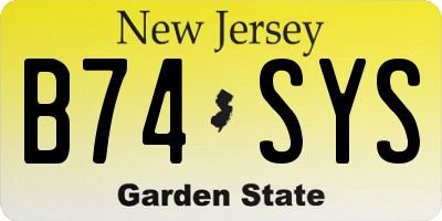 NJ license plate B74SYS