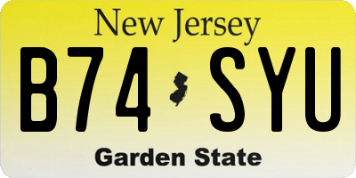 NJ license plate B74SYU