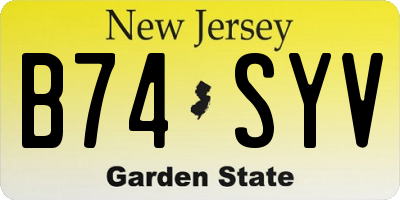 NJ license plate B74SYV