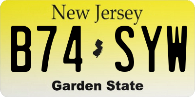 NJ license plate B74SYW