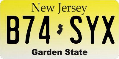 NJ license plate B74SYX