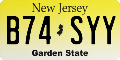 NJ license plate B74SYY