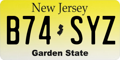 NJ license plate B74SYZ