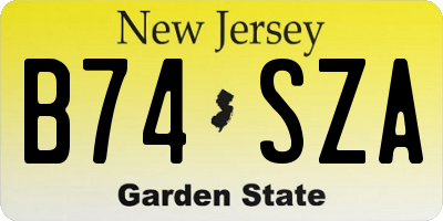 NJ license plate B74SZA