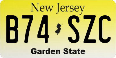 NJ license plate B74SZC