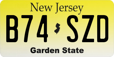 NJ license plate B74SZD