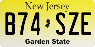 NJ license plate B74SZE
