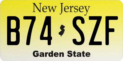 NJ license plate B74SZF