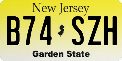 NJ license plate B74SZH