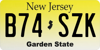 NJ license plate B74SZK