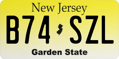 NJ license plate B74SZL