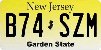 NJ license plate B74SZM